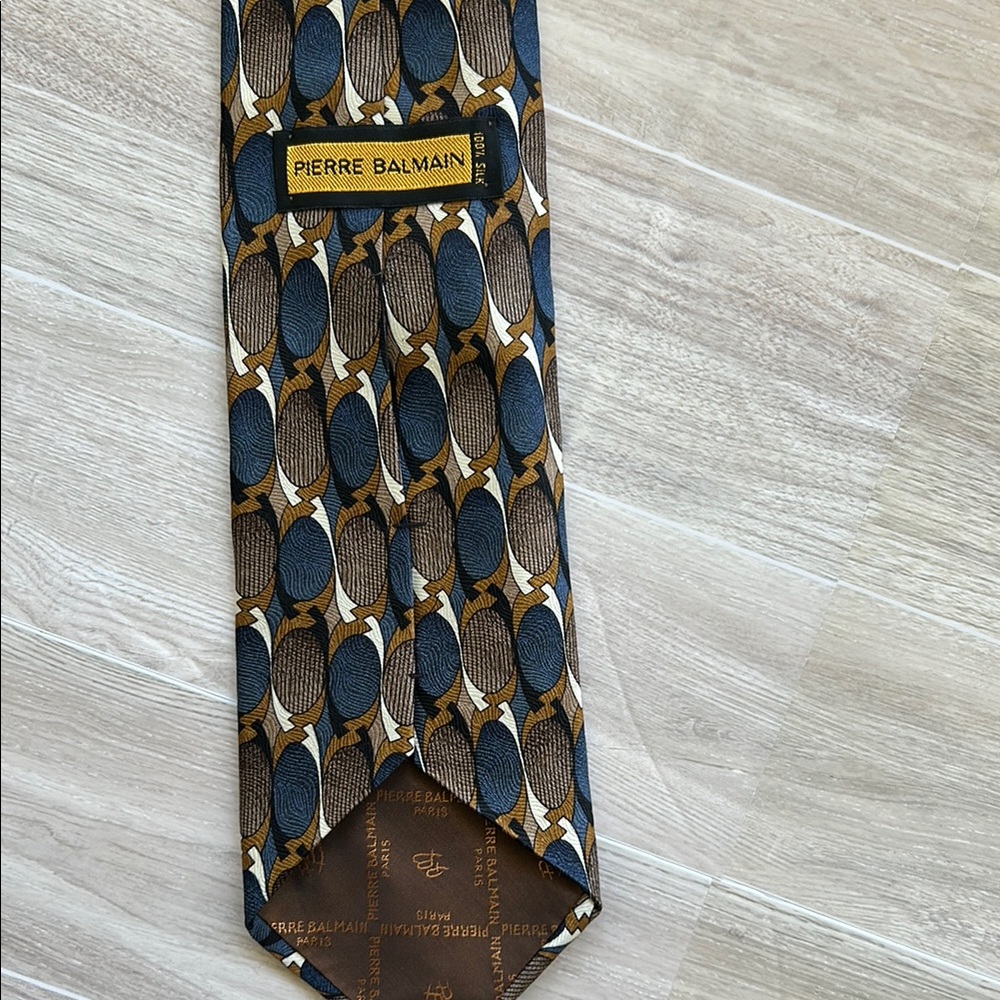 Pierre Balmain Brown and Blue Men's Silk Tie